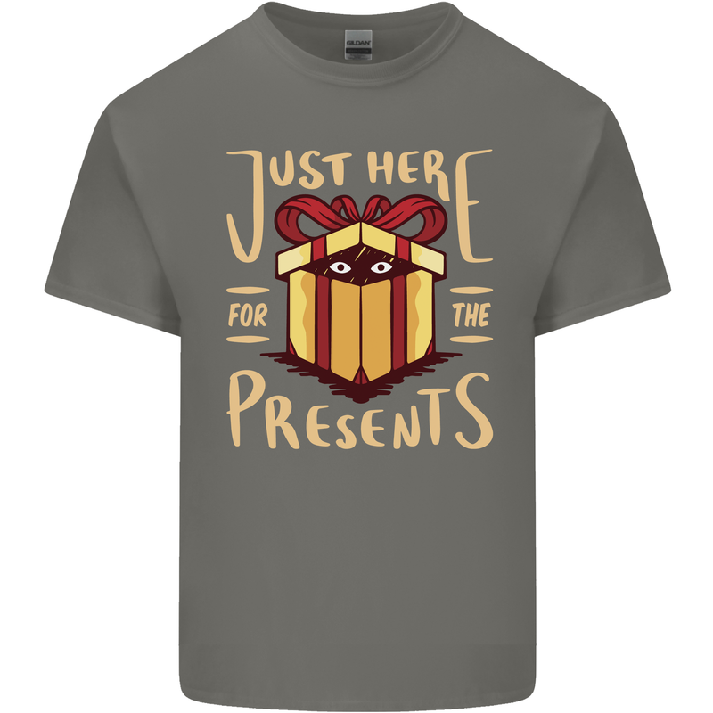 Christmas Just Here For the Presents Funny Kids T-Shirt Childrens Charcoal
