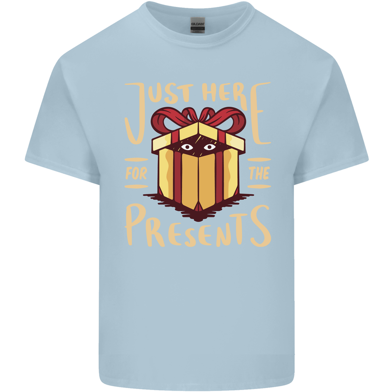 Christmas Just Here For the Presents Funny Kids T-Shirt Childrens Light Blue