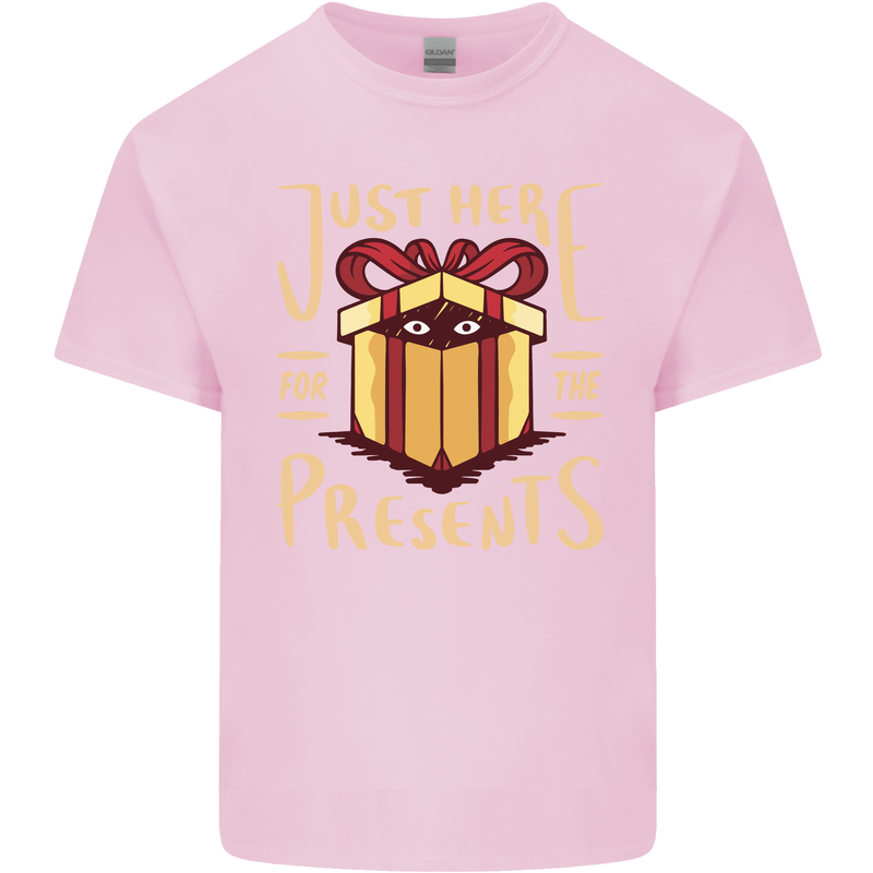 Christmas Just Here For the Presents Funny Kids T-Shirt Childrens Light Pink