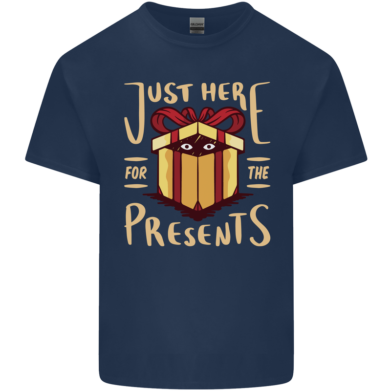 Christmas Just Here For the Presents Funny Kids T-Shirt Childrens Navy Blue