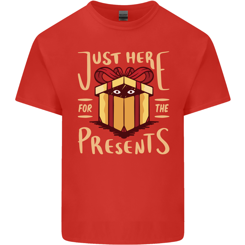 Christmas Just Here For the Presents Funny Kids T-Shirt Childrens Red
