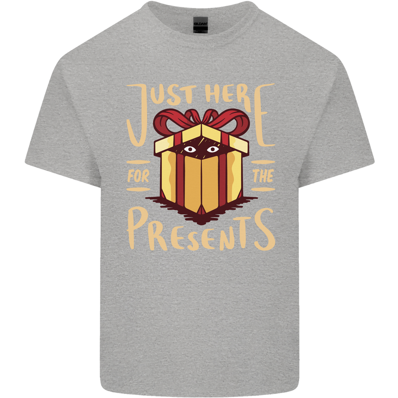 Christmas Just Here For the Presents Funny Kids T-Shirt Childrens Sports Grey