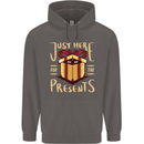 Christmas Just Here For the Presents Funny Mens 80% Cotton Hoodie Charcoal