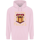 Christmas Just Here For the Presents Funny Mens 80% Cotton Hoodie Light Pink