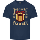 Christmas Just Here For the Presents Funny Mens Cotton T-Shirt Tee Top Navy Blue