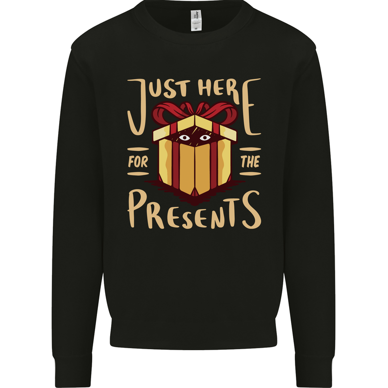Christmas Just Here For the Presents Funny Mens Sweatshirt Jumper Black