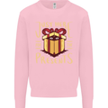 Christmas Just Here For the Presents Funny Mens Sweatshirt Jumper Light Pink