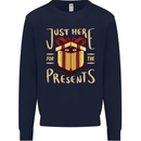 Christmas Just Here For the Presents Funny Mens Sweatshirt Jumper Navy Blue