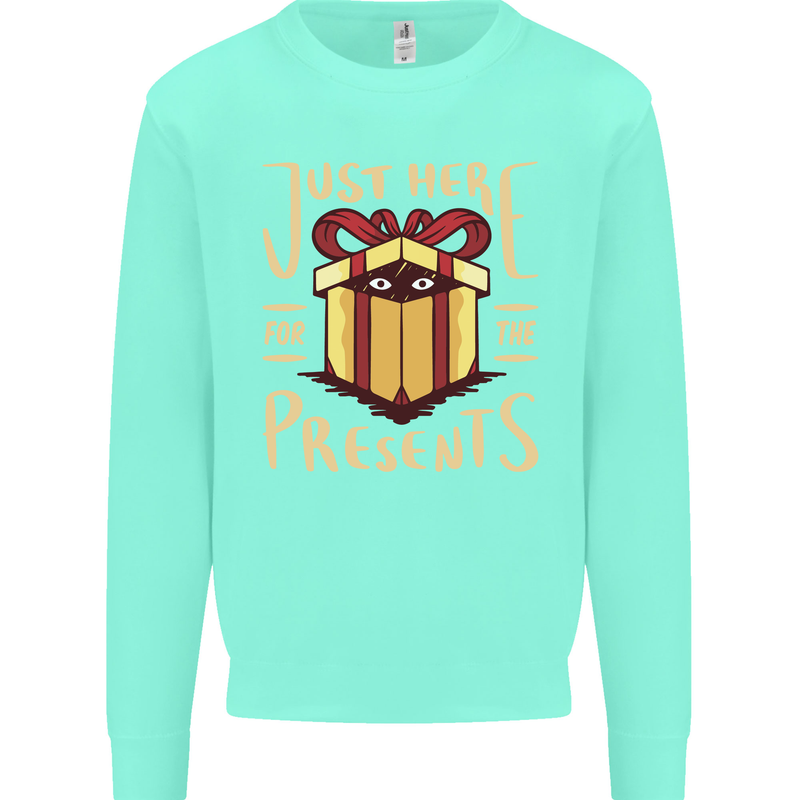 Christmas Just Here For the Presents Funny Mens Sweatshirt Jumper Peppermint