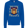 Christmas Just Here For the Presents Funny Mens Sweatshirt Jumper Royal Blue