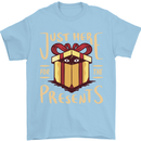Christmas Just Here For the Presents Funny Mens T-Shirt 100% Cotton Light Blue