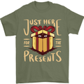 Christmas Just Here For the Presents Funny Mens T-Shirt 100% Cotton Military Green