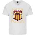 Christmas Just Here For the Presents Funny Mens V-Neck Cotton T-Shirt White
