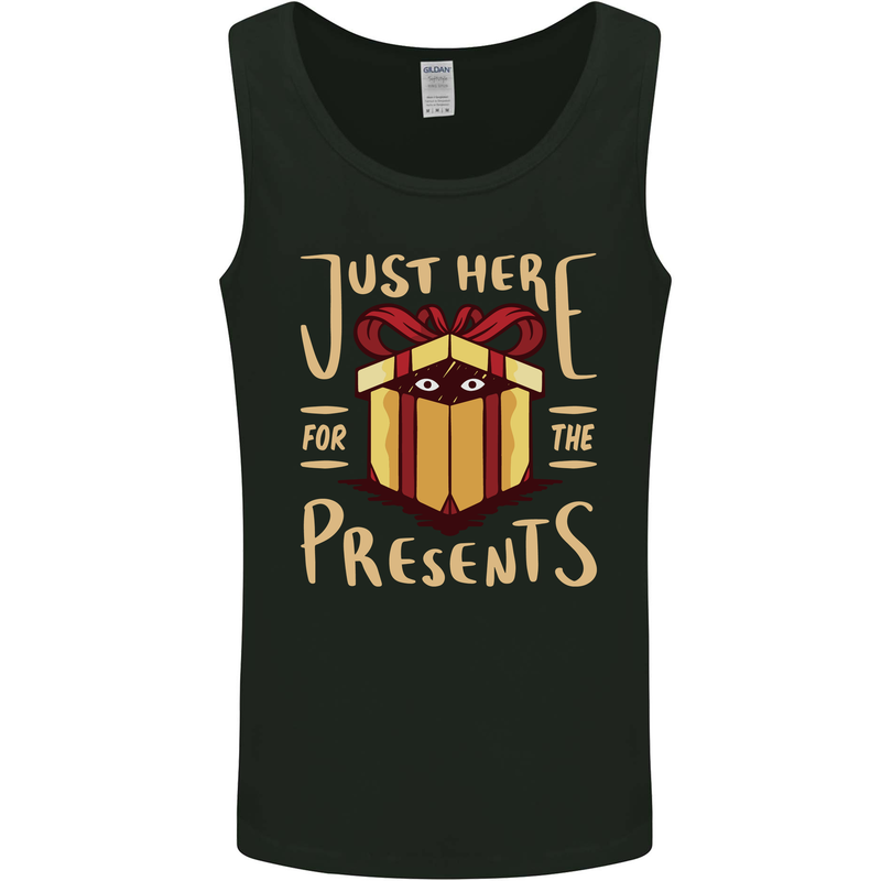 Christmas Just Here For the Presents Funny Mens Vest Tank Top Black
