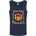 Christmas Just Here For the Presents Funny Mens Vest Tank Top Navy Blue