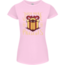Christmas Just Here For the Presents Funny Womens Petite Cut T-Shirt Light Pink