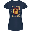 Christmas Just Here For the Presents Funny Womens Petite Cut T-Shirt Navy Blue