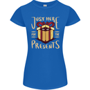 Christmas Just Here For the Presents Funny Womens Petite Cut T-Shirt Royal Blue
