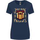 Christmas Just Here For the Presents Funny Womens Wider Cut T-Shirt Navy Blue