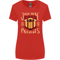 Christmas Just Here For the Presents Funny Womens Wider Cut T-Shirt Red