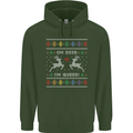 Christmas LGBT Oh Deer I'm Queer Gay Pride Mens 80% Cotton Hoodie Forest Green