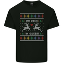 Christmas LGBT Oh Deer I'm Queer Gay Pride Mens Cotton T-Shirt Tee Top Black