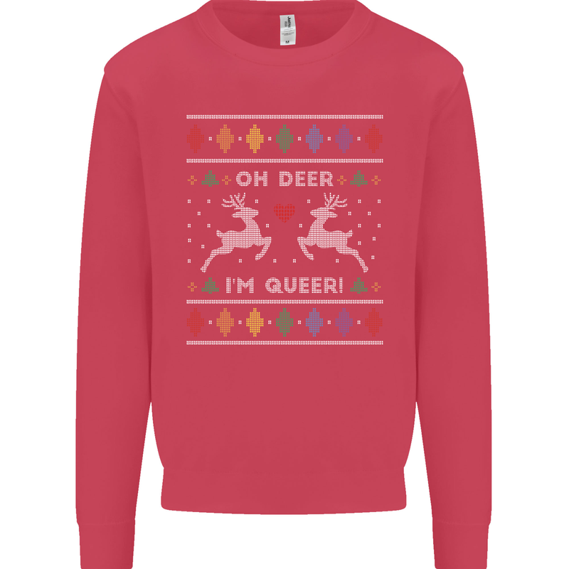 Christmas LGBT Oh Deer I'm Queer Gay Pride Mens Sweatshirt Jumper Heliconia