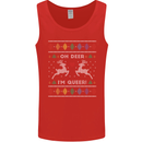 Christmas LGBT Oh Deer I'm Queer Gay Pride Mens Vest Tank Top Red