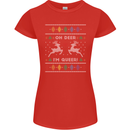Christmas LGBT Oh Deer I'm Queer Gay Pride Womens Petite Cut T-Shirt Red