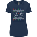 Christmas LGBT Oh Deer I'm Queer Gay Pride Womens Wider Cut T-Shirt Navy Blue