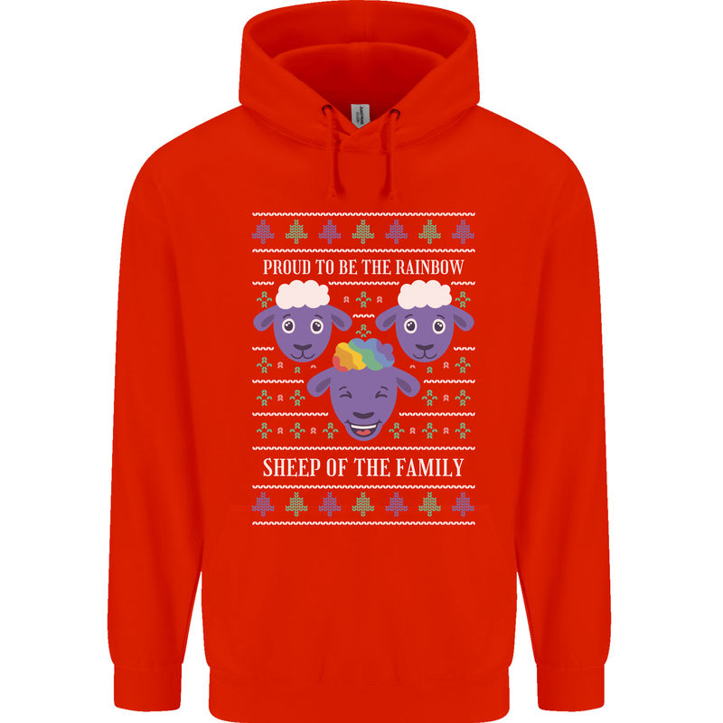 Christmas LGBT Rainbow Sheep Gay Pride Mens 80% Cotton Hoodie Bright Red