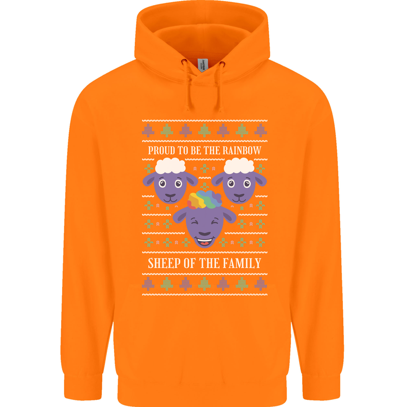 Christmas LGBT Rainbow Sheep Gay Pride Mens 80% Cotton Hoodie Orange