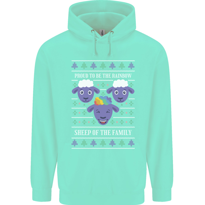Christmas LGBT Rainbow Sheep Gay Pride Mens 80% Cotton Hoodie Peppermint