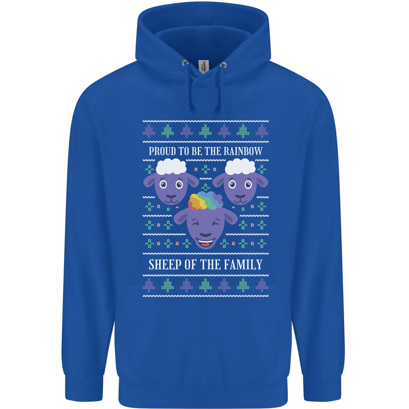 Christmas LGBT Rainbow Sheep Gay Pride Mens 80% Cotton Hoodie Royal Blue