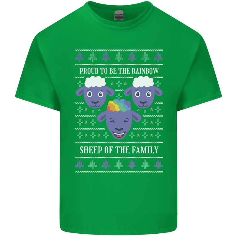 Christmas LGBT Rainbow Sheep Gay Pride Mens Cotton T-Shirt Tee Top Irish Green
