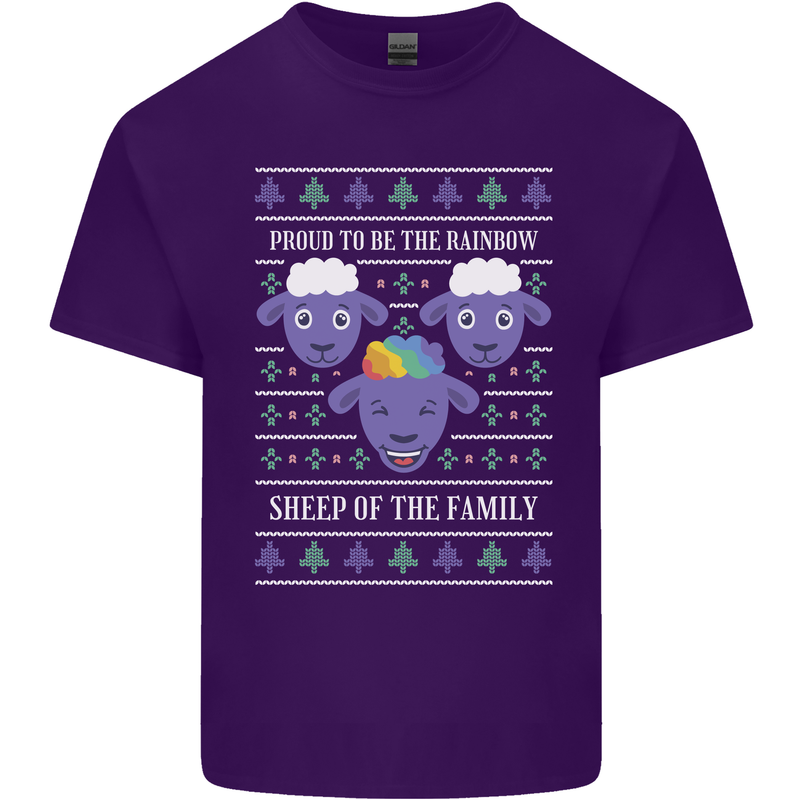 Christmas LGBT Rainbow Sheep Gay Pride Mens Cotton T-Shirt Tee Top Purple