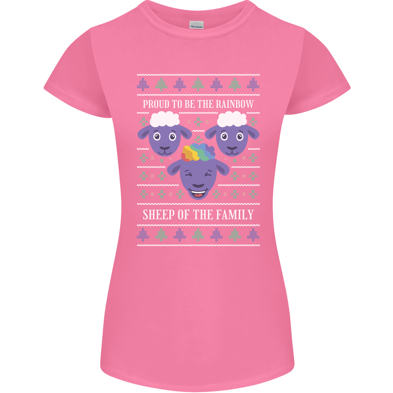 Christmas LGBT Rainbow Sheep Gay Pride Womens Petite Cut T-Shirt Azalea