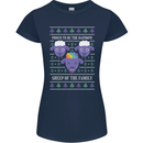 Christmas LGBT Rainbow Sheep Gay Pride Womens Petite Cut T-Shirt Navy Blue