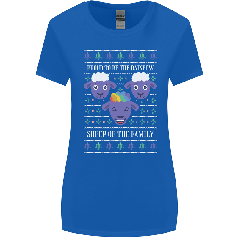 Christmas LGBT Rainbow Sheep Gay Pride Womens Wider Cut T-Shirt Royal Blue