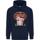 Christmas Maltese Funny Santa Paws Xmas Childrens Kids Hoodie Navy Blue