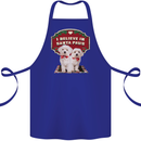 Christmas Maltese Funny Santa Paws Xmas Cotton Apron 100% Organic Royal Blue