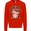 Christmas Maltese Funny Santa Paws Xmas Kids Sweatshirt Jumper Bright Red