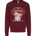 Christmas Maltese Funny Santa Paws Xmas Kids Sweatshirt Jumper Maroon
