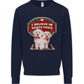Christmas Maltese Funny Santa Paws Xmas Kids Sweatshirt Jumper Navy Blue