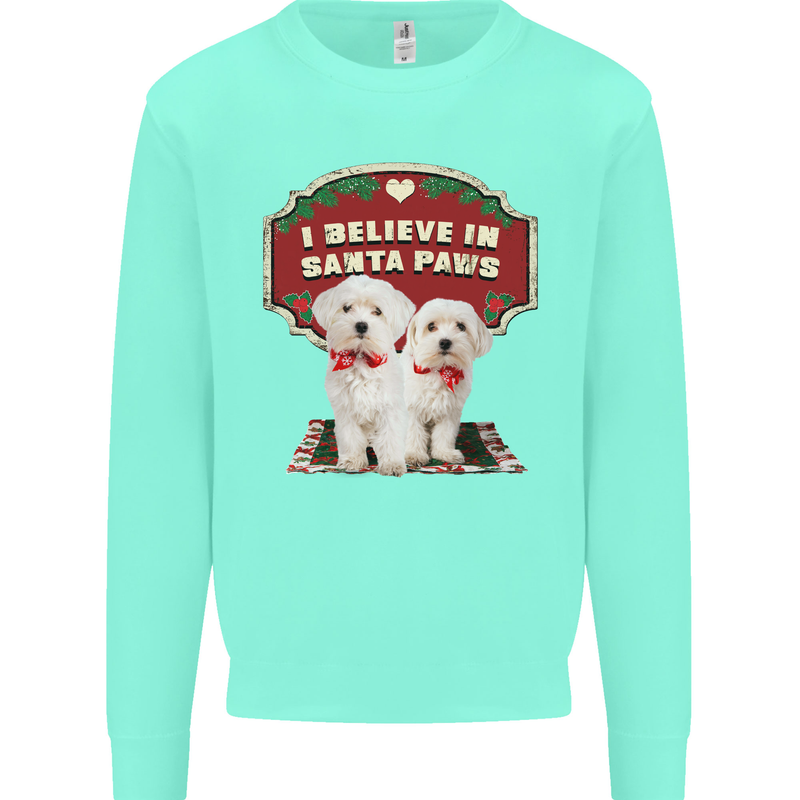 Christmas Maltese Funny Santa Paws Xmas Kids Sweatshirt Jumper Peppermint