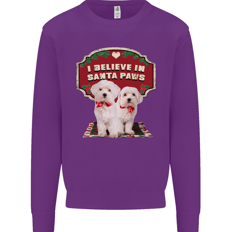Christmas Maltese Funny Santa Paws Xmas Kids Sweatshirt Jumper Purple