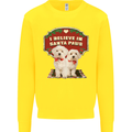 Christmas Maltese Funny Santa Paws Xmas Kids Sweatshirt Jumper Yellow