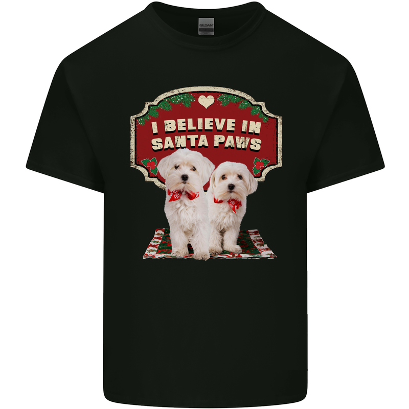 Christmas Maltese Funny Santa Paws Xmas Kids T-Shirt Childrens Black