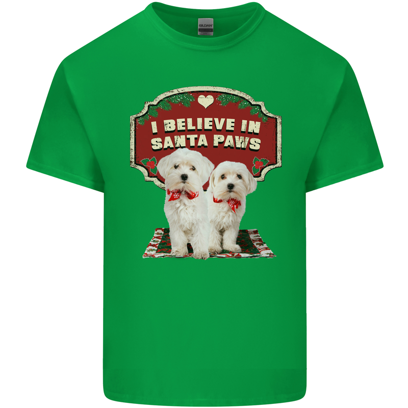 Christmas Maltese Funny Santa Paws Xmas Kids T-Shirt Childrens Irish Green