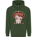 Christmas Maltese Funny Santa Paws Xmas Mens 80% Cotton Hoodie Forest Green
